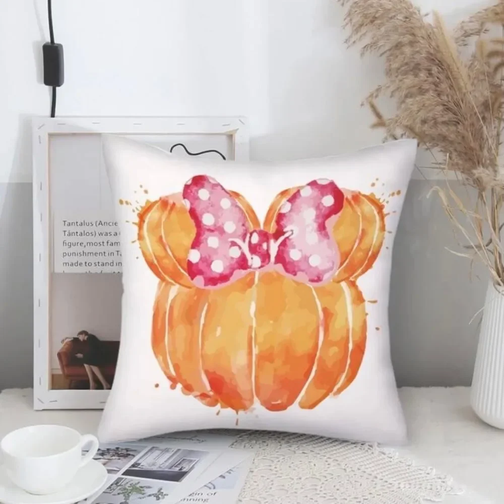 Fall Pumpkin Print with Red Bow Cushion Cover Holidays Pillow Cover